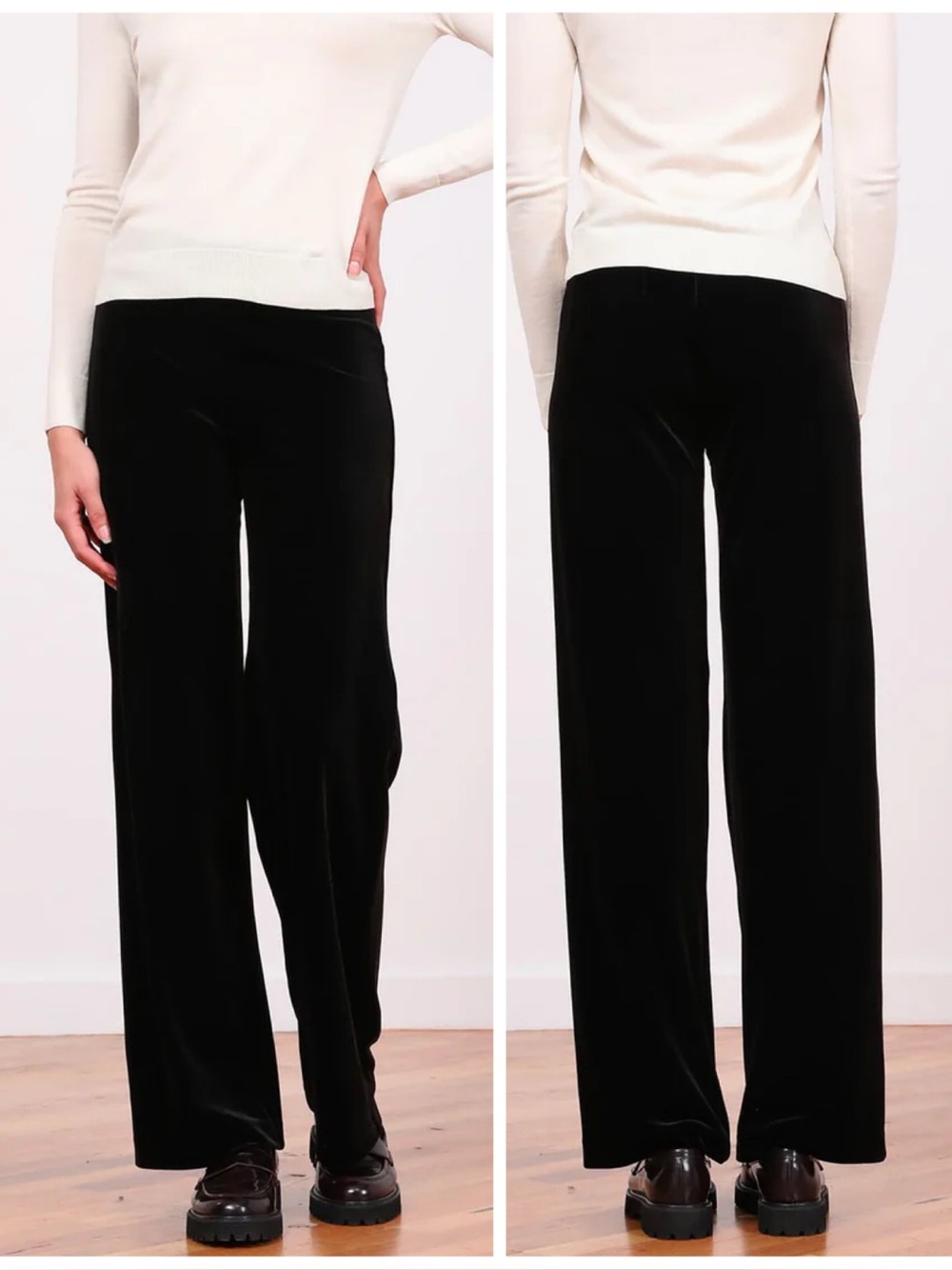Avenue Montaigne Flavia Wide-leg Pants in Black Velvet